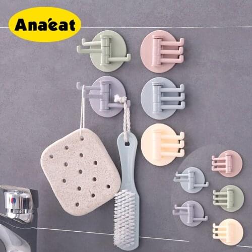 ANAEAT 1pc Bathroom Hooks 3 branch Rotation Hook Towel Robe Hook Wall Hanger Bathroom Accessory Organizer Clothes Rack Organizer