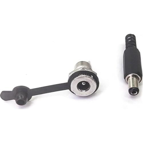 2PCS (1 pairs)5.5x2.5mm plastic male plug Metal DC099 DC power socket female jack screw nut panel mountingconnector 5.5 * 2.1mm