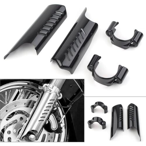 2Pcs ABS Motorcycle Fork Lower Leg Deflectors Shield Cover for Harley Softail Dyna FL FXSTB Black