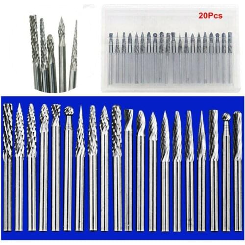 20Pcs 3mm Tungsten Carbide Rotary Burr Set Power Tool Accessories Milling Cutter