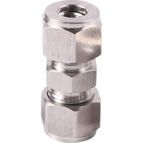 304 Stainless Steel Pipe Two Ferrule Tube Fitting Pipe Straight Fitting 3/8'' OD Tube Coupler Adapter Connector 1 Pc