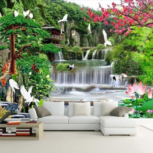 Custom 3D Wall Murals Wallpaper Waterfall Mountain Water Nature Landscape Photo Backdrop Decoration Painting Bedroom Living Room
