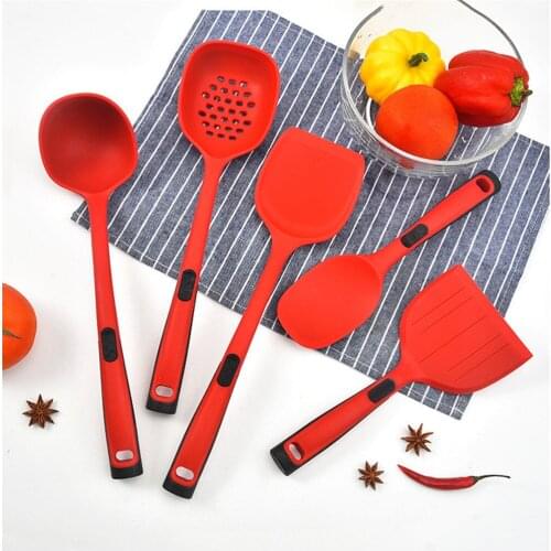 5pcs/set Silicone Spatula Kitchen Set Shovel Cooking Utensils Filter Spoon Silicone Handle Kitchenware Turners Kit Baking Tools