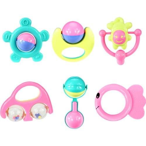 6pcs/Set Baby Toys 0-12 Months Rattles Hand Bell Teethers Educational Toys for Baby Newborn Birth Gifts Baby Comfort Infant