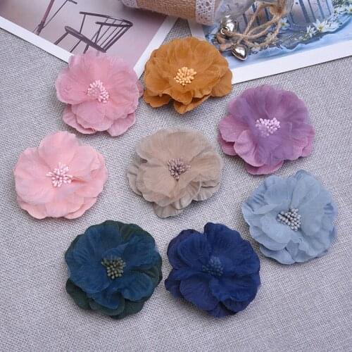 50pcs/lot 8 Colors Newborn Soft Chic Chiffon Flower For Kids Girl Hair Accessories Artifcial Fabric Flowers For Headbands