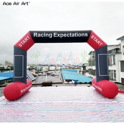 5m Lx4m W custom white and red inflatable finish arch for advertisement with free air blower