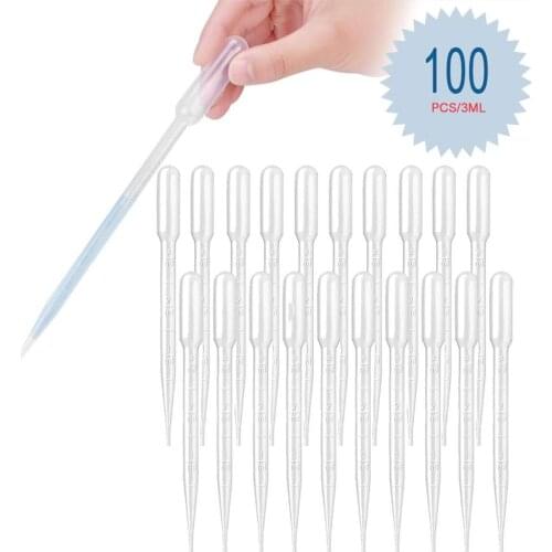 Free shipping 100pcs/lot 3ML Capacity Disposable Plastic Eye Dropper Set Transfer Graduated Pipettes Calibrated Dropper