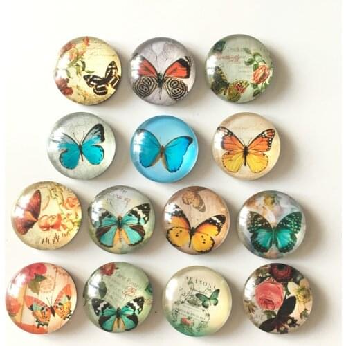 Free shipping (14pcs/lot)Various Butterfly Crystal Glass fridge magnet Cartoon animal message sticker Kitchen home Decor