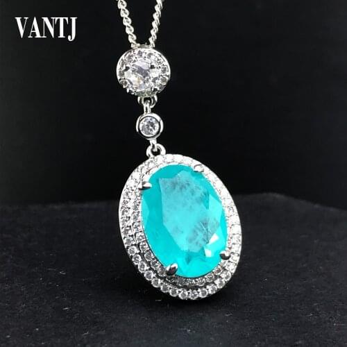 Brazilian Paraiba Emerald Tourmaline Jewelry Sets Created Gemstone for Women Silver Wholesale Party Wedding Gift Wholesale