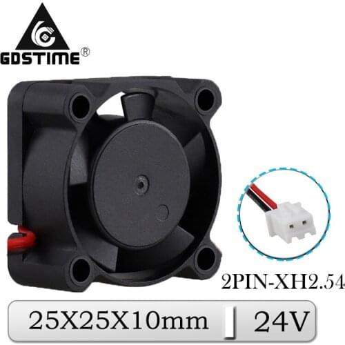 200 Pcs Gdstime High Air Flow 25mm DC Fan 24V 2.5cm 25x25x10mm 2510 Centrifugal Silent Cooling Fan 24 Volt Mini Cooler wholesale