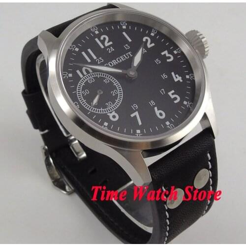 Vintage 43mm Corgeut mens watch sapphire glass white marks luminous 17 jewels 6497 Mechanical Hand Winding movement cor97