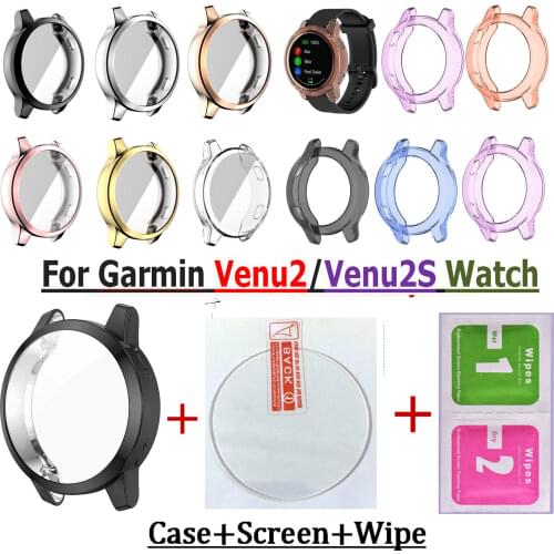 Cases For Garmin Venu2 Watch Band TPU Cover Bracelet Frame Replacement Protective Case for Garmin Venu 2S Film Tempered Screen
