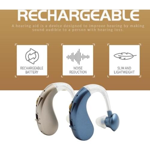 Digital Sound Amplifier USB Rechargeable Hearing Aid 35hr Battery Life With Adapter 4 Silicone Tips & Cleaning Brush