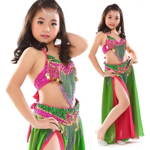 Children Belly Dance Costume Set Stage Performance Belly Dancing Clothes for girls Oriental dance Skirts Outfit Kids bra skirt