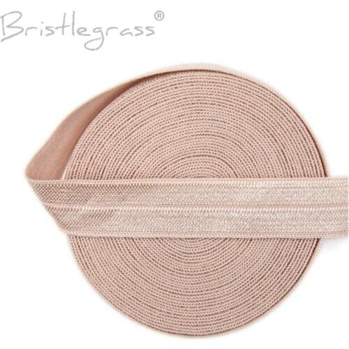 BRISTLEGRASS 5 Yard 5/8" 15mm Vanilla Solid FOE Fold Over Elastic Spandex Satin Band Kid Hair Tie Headband Lace Tutu Sewing Trim