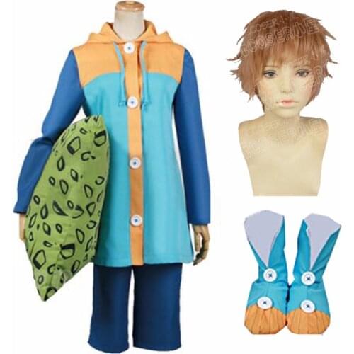 2018 Sin of Sloth Harlequin king The Seven Deadly Sins Nanatsu No Taizai Cosplay Costume Full Set With Pillow Wig Cover