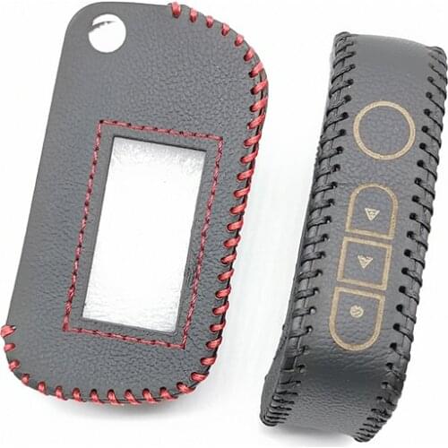 New styles leather cover Russian A93 version car alarm system for Starline Folding A93 A63 A39 case cover lcd two way remote