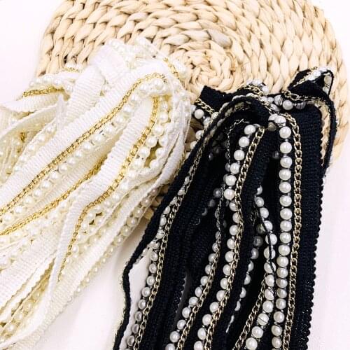 1yard/lot Pearl Bead Lace Trim Ribbons Lace Fabric DIY Apparel Sewing Clothing Accessories 2020 High Quality Lace Width 20mm