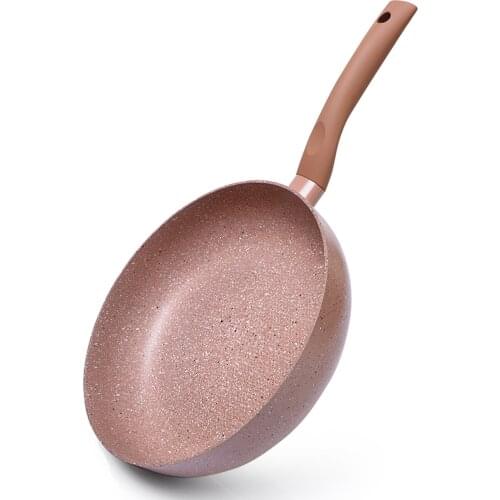 Kitchen Non Stick Pink Frying Pan Aluminum Cookware Plastic Handle Honeycomb Woks Cooking Pot General Use for Gas and Induction