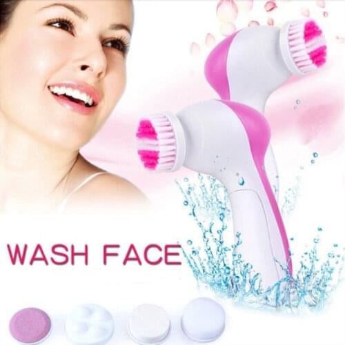 Face Massager 5 in 1 Electric Wash Face Machine Facial Pore Cleaner Body Cleansing Massage Mini Skin Beauty Massager Brush
