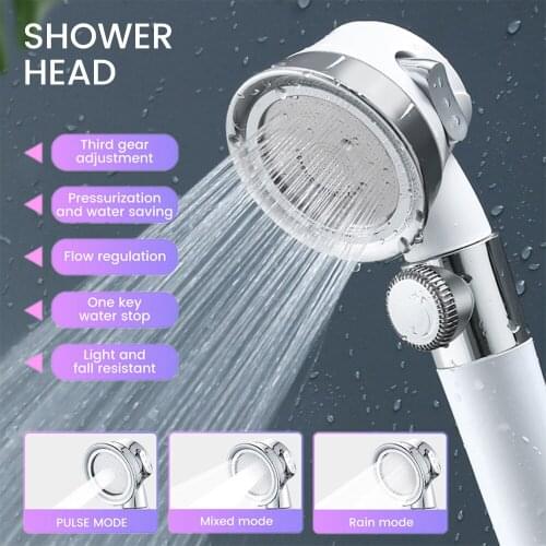 3 Modes Shower Head Bathroom Handheld Pressurized Bath Shower Head High Pressure Powerful Water Saving Faucet Replacement Part
