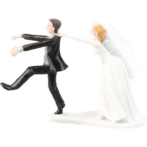 Naughty Reluctant Groom Bride Resin Figurine Wedding Cake Topper Wedding Decor