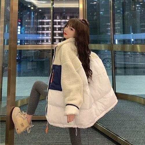 A new style of loose and thickened imitation lamb wool cotton padded jacket for students