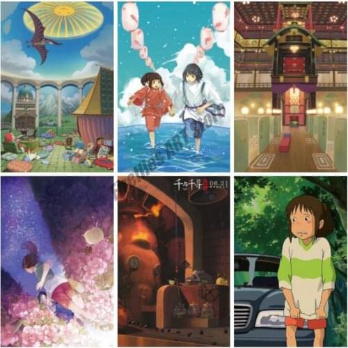 Hayao Miyazaki Canvas Painting Wall Art Anime Cartoon Movie Spirited Away Nordic Posters and Prints Pictures Living Room Decor