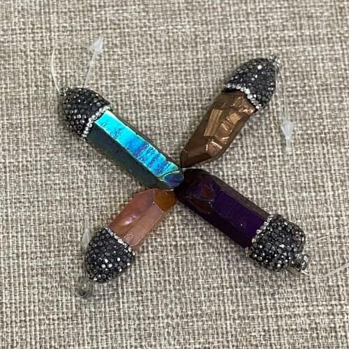 Natural Crystal Stone Pendant Natural Gemstone Pendant Connector for Handmade DIY Jewelry Making Necklace Accessories Wholesale