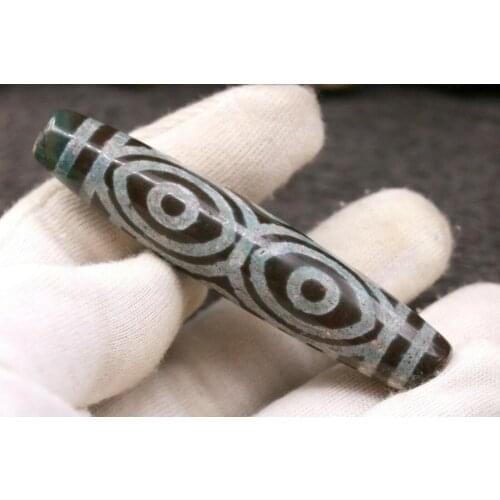 Treasure Magic Power Magic PowerMagic Tibetan Old Cinnabar 6 DRAGON EYE TOTEM dZi Bead Pendant 80MM