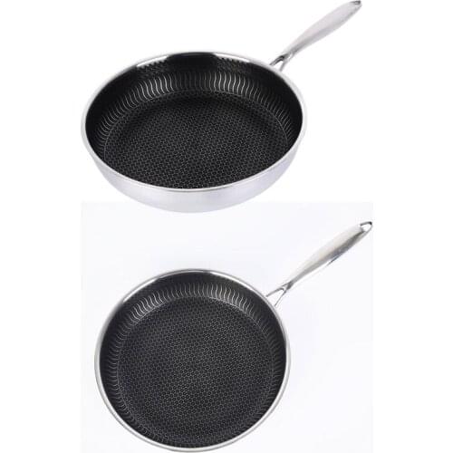 HOT Stainless Steel Frying Pan Non-Stick Pot Cookware Fried Steak Pot Saucepan Single-Sided Kitchenware