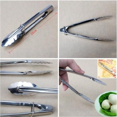 Stainless Steel Tongs With Lock Design Grip For Kitchen Food Vegetable BBQ Grill B99