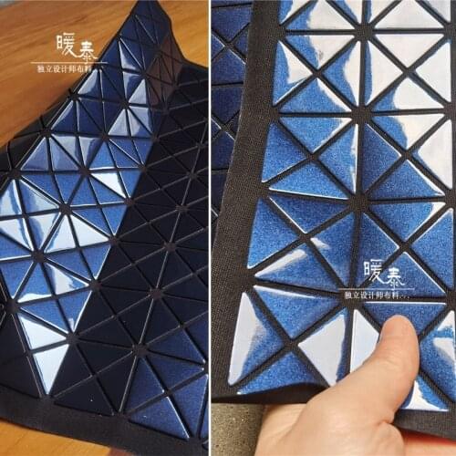 Creative Bags Fabric Miyake Style Sapphire Blue Mirror Triangle DIY Crafts Pattern Patches Decor Bags Arts Designer Fabric