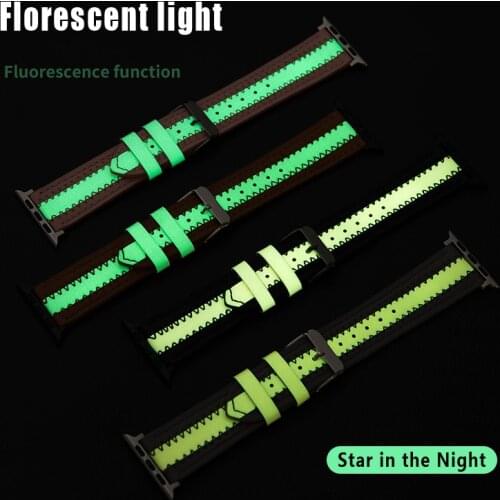 Luminous+Leather strap For Apple watch band 44mm 40mm 38mm 42mm 40 44 mm Unique Trend watchband bracelet iWatch serie 6 5 4 3 se