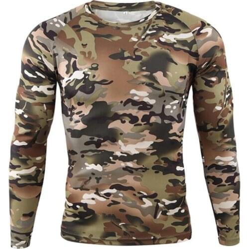 Tactical Military T Shirt Men Casual Sports Camouflage Long Sleeve T Shirts Quick-Drying Army Hiking Hunting Fishing Clothes