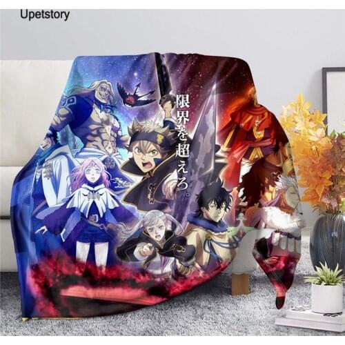Upetstory Anime Black Clover Print Soft Warm Coral Fleece Plush Throw Blanket Rug Piece Sofa Bed Knee Blankets for Adults Kids