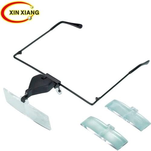 Three replaceable head-mounted magnifying glass LED lights for identification and maintenance of beauty aids Magnifier Loupe