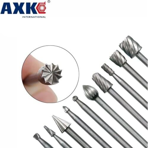 1/8 HSS wiring router drill set Dremel carbide rotating burr tool wood stone metal root engraving milling cutter 10 pieces