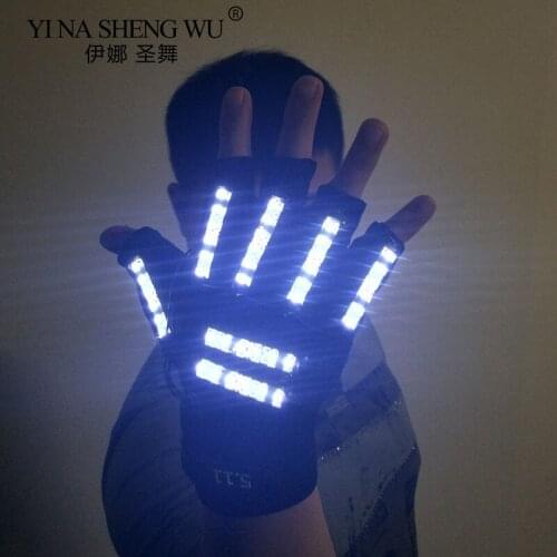 1pair LED Gloves Stage Show Props LED Light up Gloves For DJ Club/Party Show/Performance/Singer Dance High Quality 6 Colors