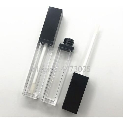 10/20pcs 8ml Square Black Lip Gloss Bottle,Empty Plastic Cosmetic Oil Refillable Tube, Liquid Lipstick Storage Bottle Wholesale