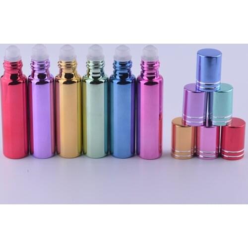 MUB - 10ml (30PCS/lot) 6 Colors UV Glass Roller Ball Empty Perfume Bottles High-quality Mini Roll-on Bottle For Essential Oils