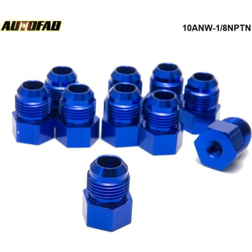 10PCS/LOT Fitting Flare Reducer Female -1/8NPT to Male -10 AN Blue Oil/Fuel Fitting 10ANW-1/8NPTN