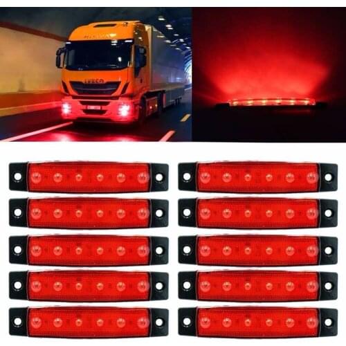 10X 12V 24V 6 SMD LED Car Bus Truck Trailer Lorry Side Marker Indicator Light Side Lamp Red