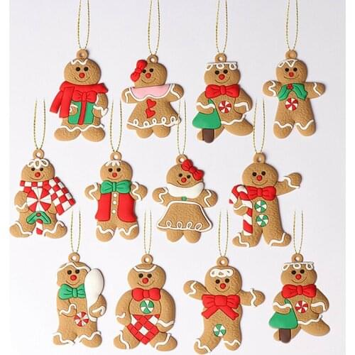 12pcs/set Gingerbread Man Christmas Tree Hanging Pendant Xmas Man Christmas Tree Pendant Christmas Decorations