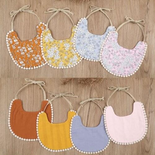 2021 Baby Tassel Saliva Towel Floral Vintage Double Side Bib Boys Girls Bandana