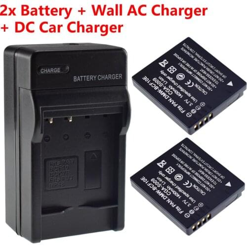 2X DMW-BCF10E Battery + Charger + Car Plug For PANASONIC Lumix DMC-FX60 FX65 FX700 FX500