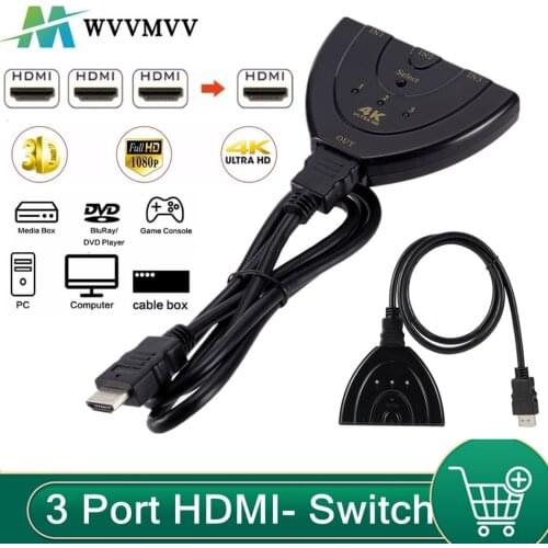 4K*2K 3D 1080P Mini 3 Port HDMI Switch 1.4b 4K Switcher Splitter 1080P 3 in 1 out Port Hub for DVD HDTV Xbox PS3 PS4