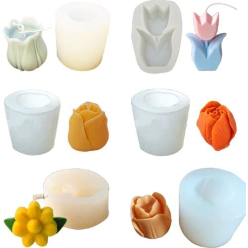 3D Flower Shape Candle Mold Silicone Soap Making Mould Fondant Cake Baking Tool