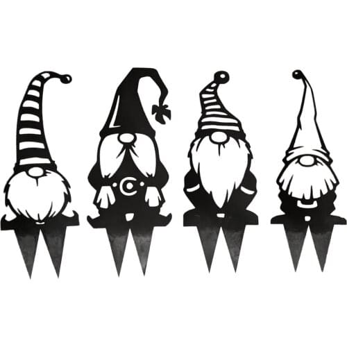 4Pcs Steel Branch Gnomes Decoration Cute Standing Silhouette For Garden Yard Outdoor Sculpture Easter Lawn Home Yard Decor