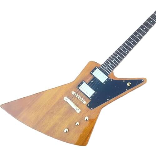 Free shipping custom 6 string guitar,irregular guitar,transparent yellow,mahogany body ,tremolo bridge HH pickups,spider inlay